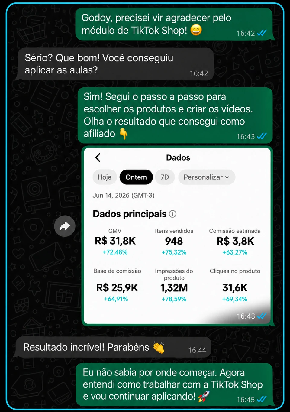 Depoimento sobre tiktok shop